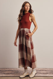 Regent Mixed Media Plaid Midi Dress - Westly