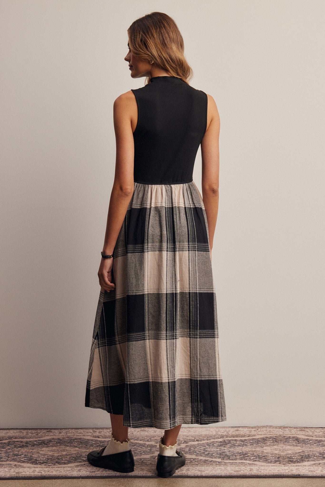 Regent Mixed Media Plaid Midi Dress - Westly