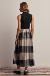 Regent Mixed Media Plaid Midi Dress - Westly