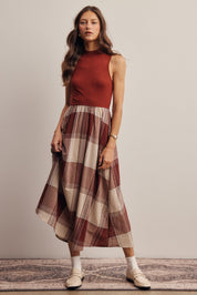 Regent Mixed Media Plaid Midi Dress - Westly