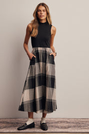 Regent Mixed Media Plaid Midi Dress - Westly