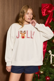 Reindeer Games Jolly Graphic Sweatshirt in White — product photo 03