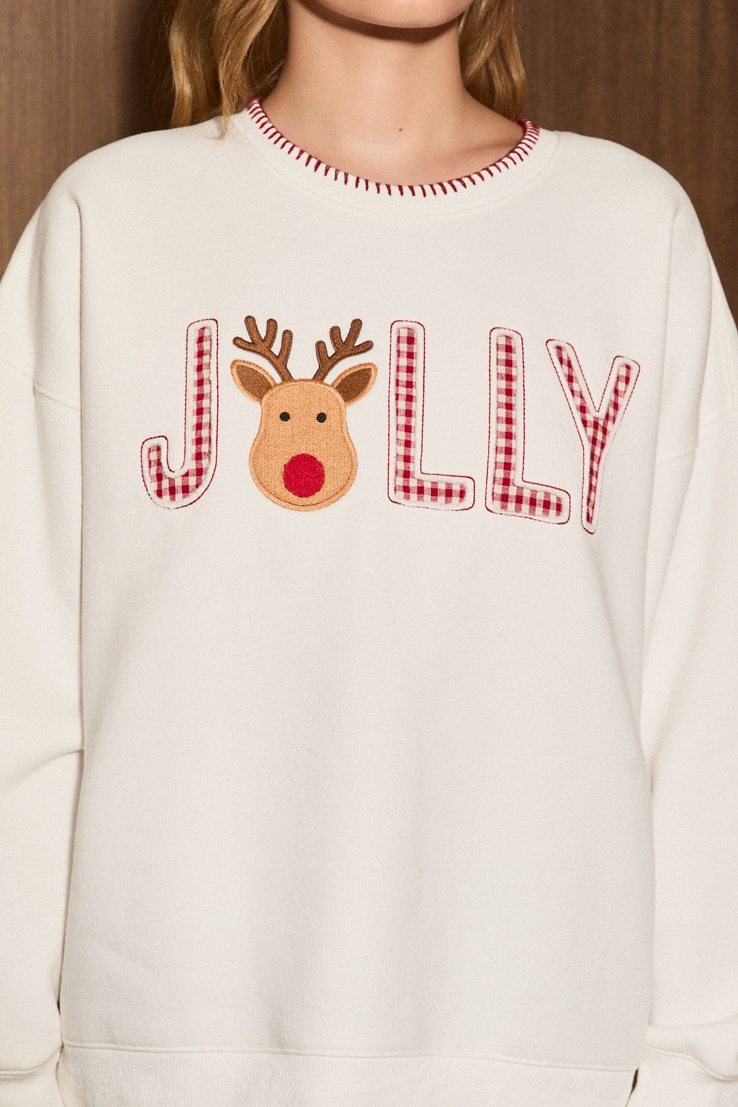 Reindeer Games Jolly Graphic Sweatshirt in White — product photo 05
