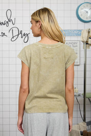 Relaxed Days Washed Cotton Cap Sleeve Tee - Westly