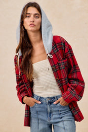 Remington Brushed Plaid Hooded Shacket - Westly