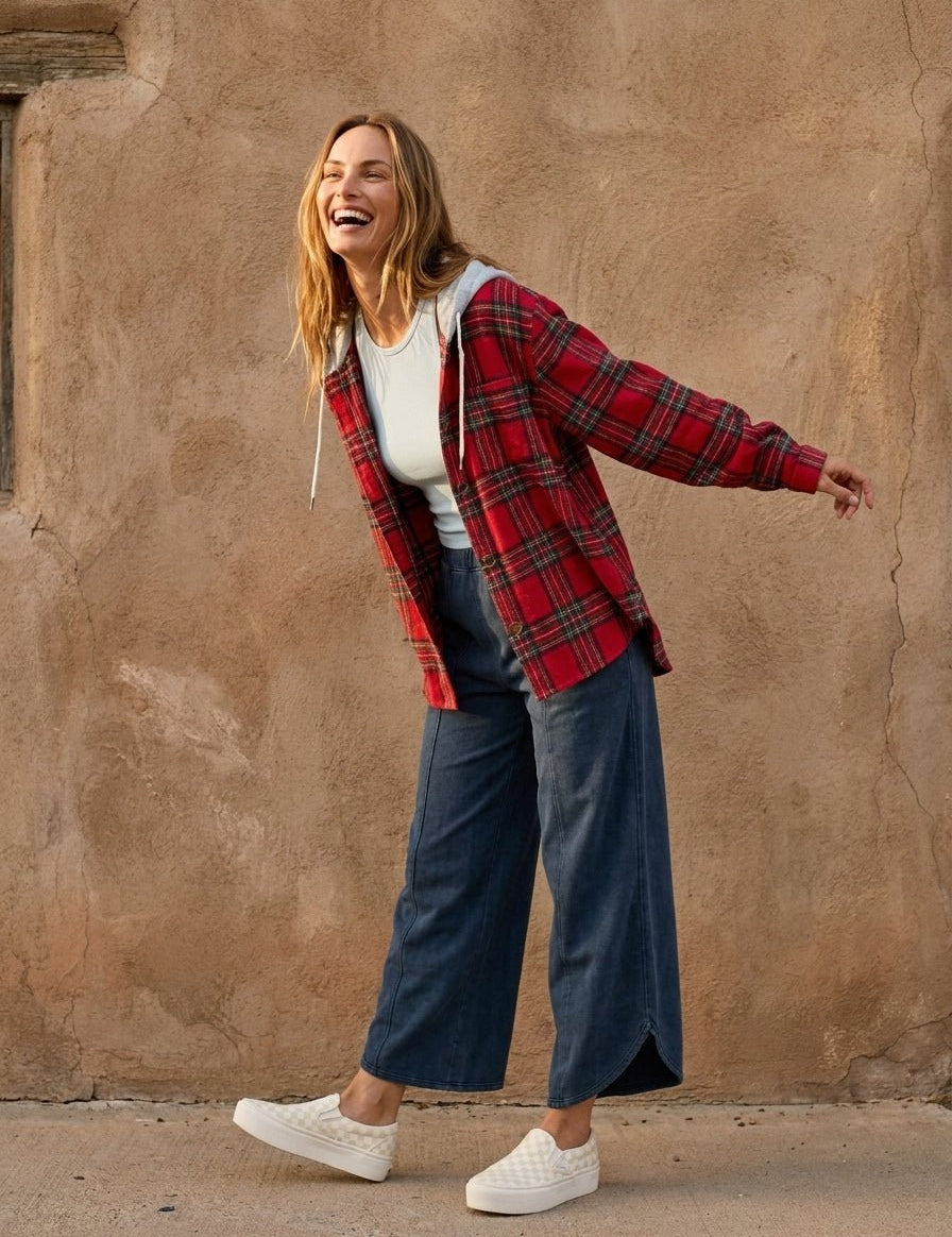 Remington Brushed Plaid Hooded Shacket - Westly