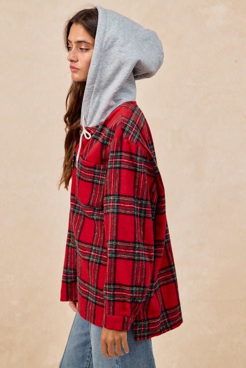 Remington Brushed Plaid Hooded Shacket - Westly