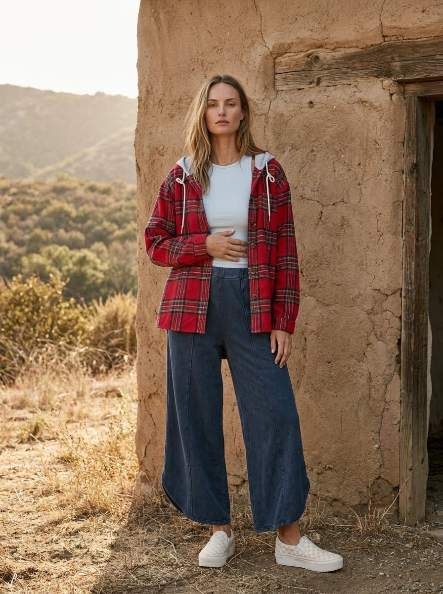 Remington Brushed Plaid Hooded Shacket - Westly