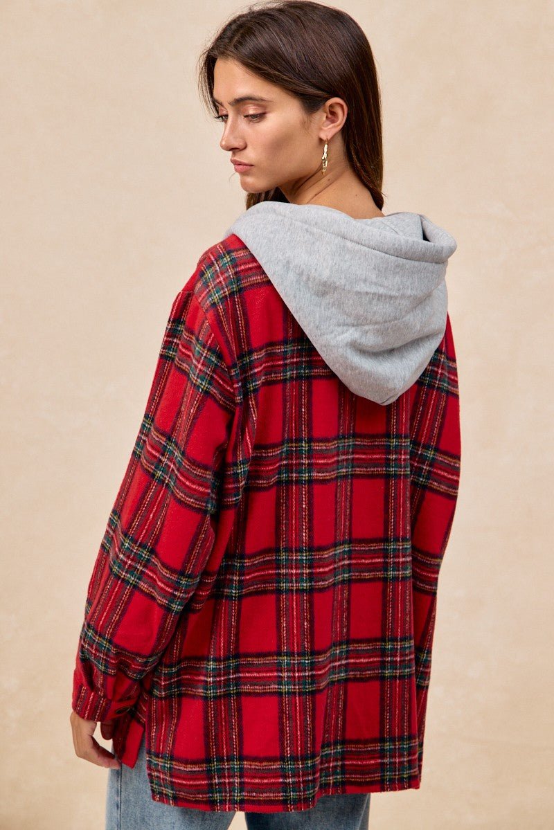 Remington Brushed Plaid Hooded Shacket - Westly