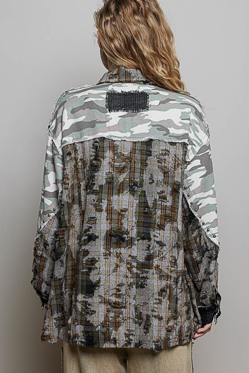 Renegade Mixed Print Studded Shacket - Westly