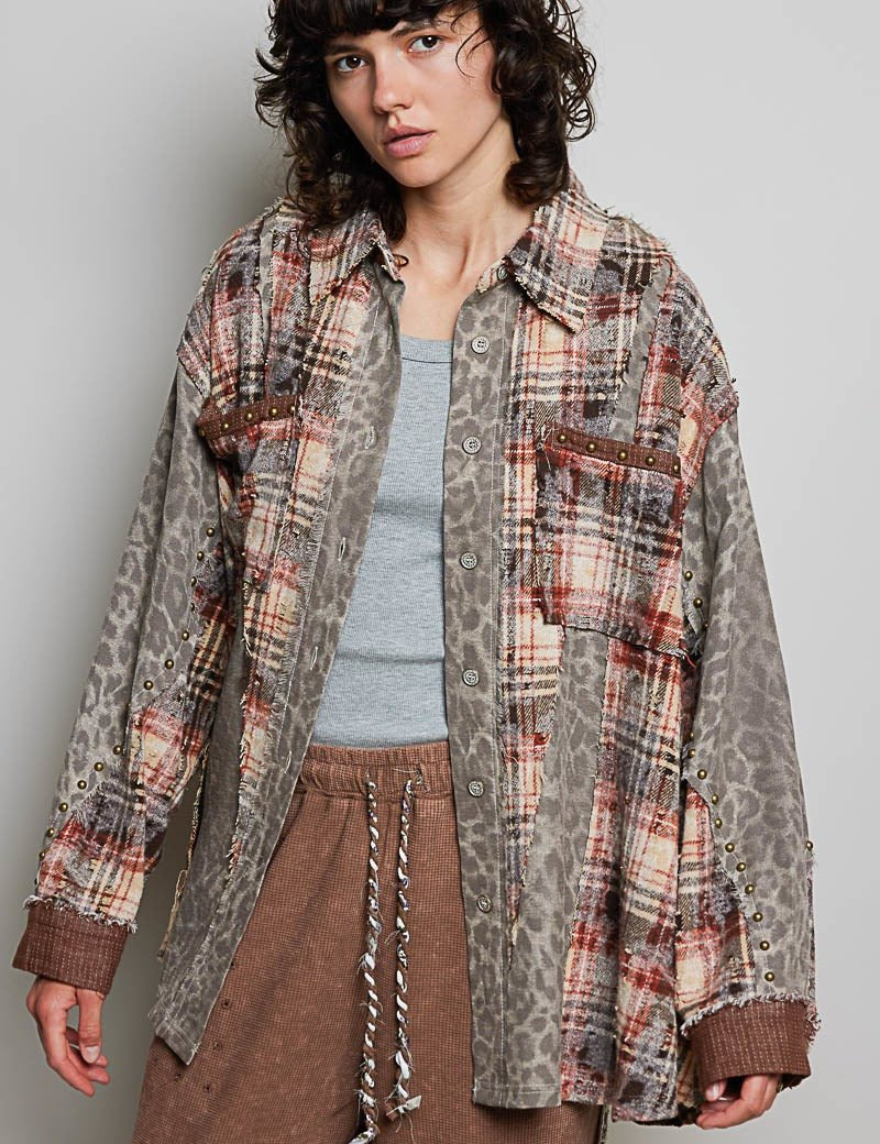 Renegade Mixed Print Studded Shacket - Westly