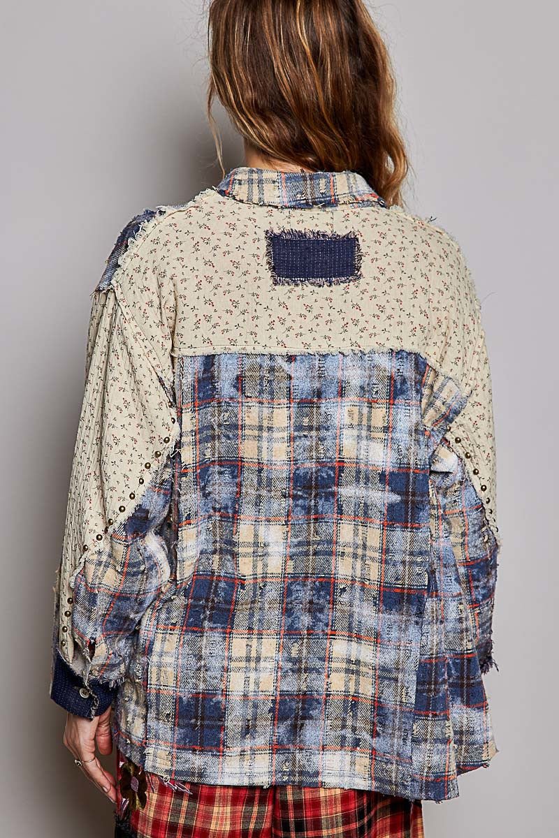 Renegade Mixed Print Studded Shacket - Westly