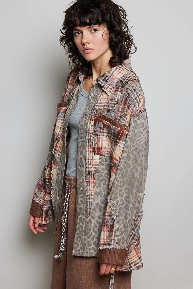 Renegade Mixed Print Studded Shacket - Westly