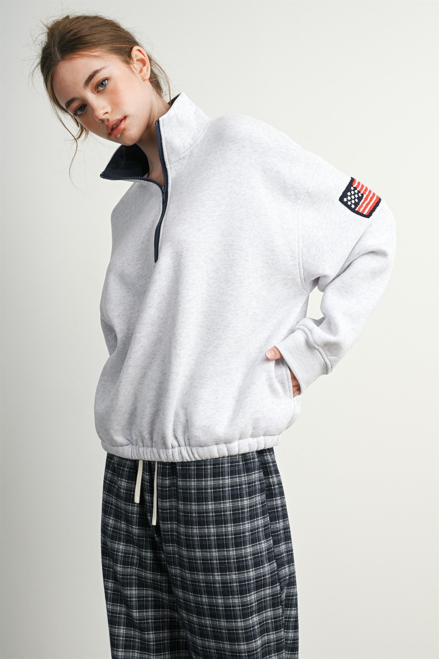 Republic Field Flag Patch Half-Zip Fleece in Grey Multi - product photo 1