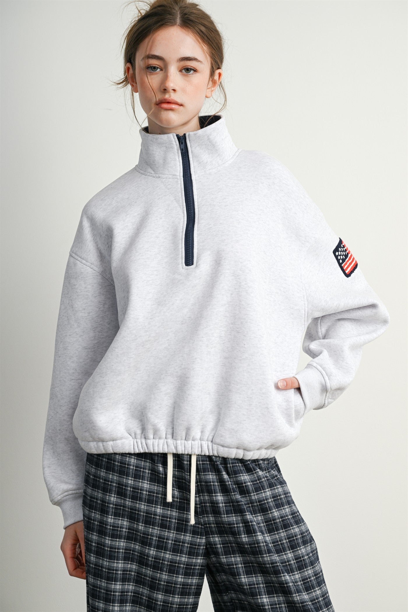 Republic Field Flag Patch Half-Zip Fleece in Grey Multi - product photo 2