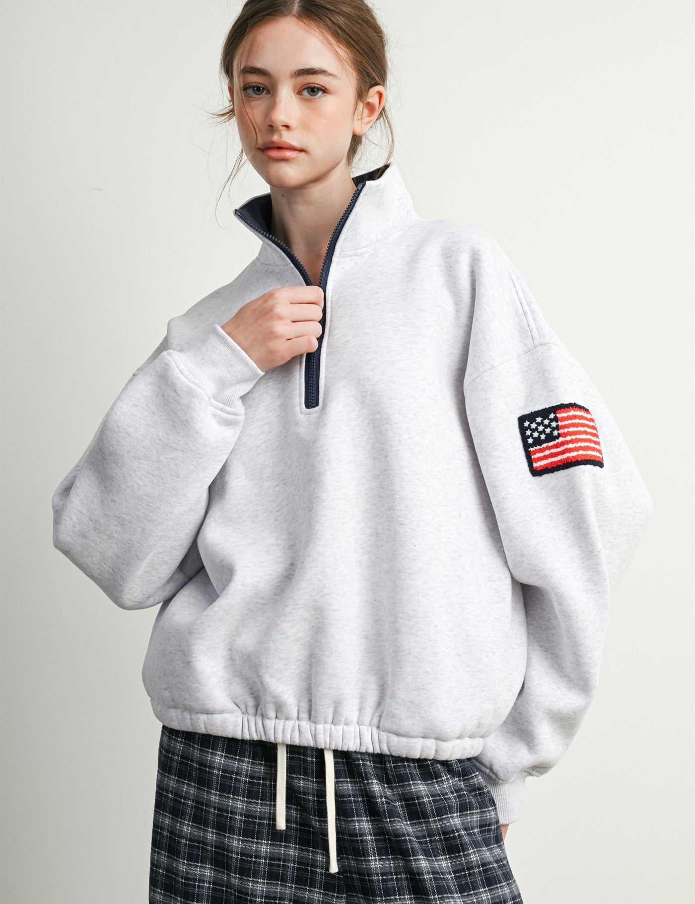 Republic Field Flag Patch Half-Zip Fleece in Grey Multi - product photo 3