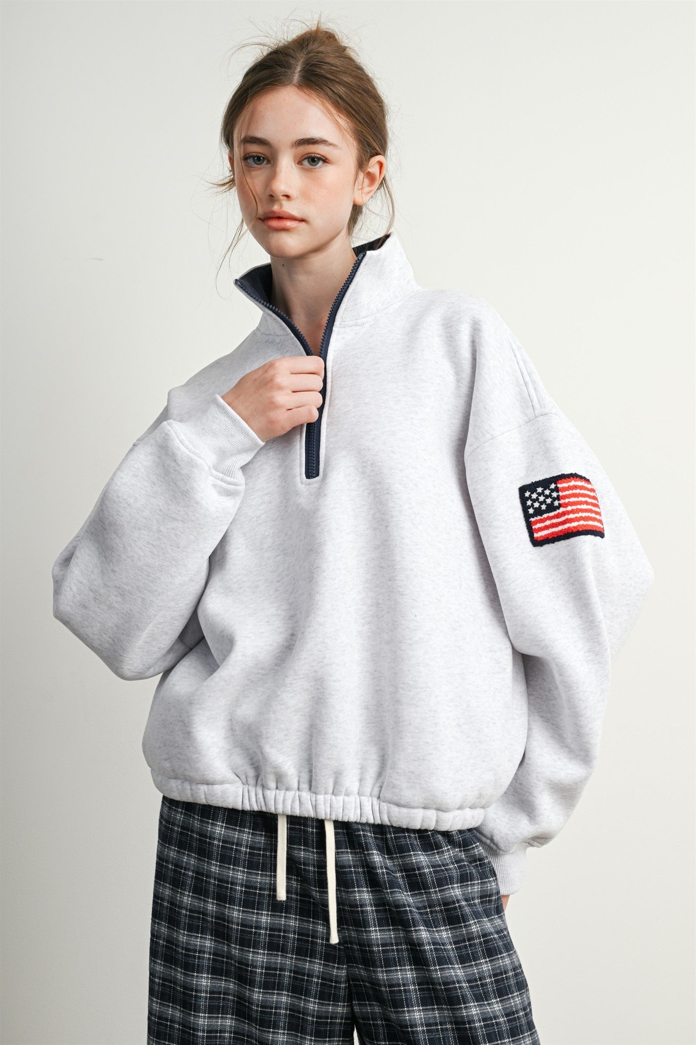 Republic Field Flag Patch Half-Zip Fleece in Grey Multi - product photo 3