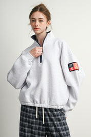 Republic Field Flag Patch Half-Zip Fleece in Grey Multi - product photo 3