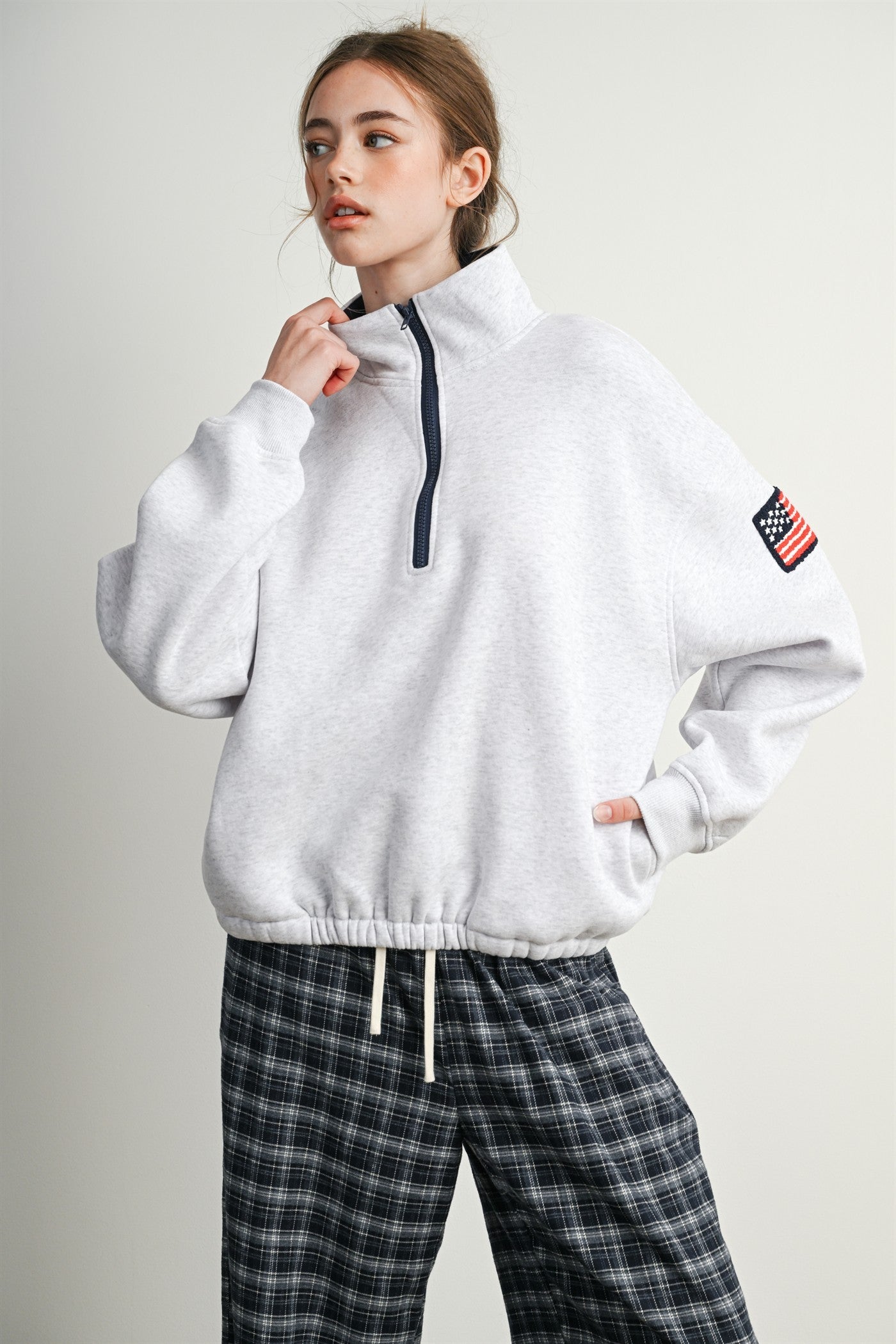 Republic Field Flag Patch Half-Zip Fleece in Grey Multi - product photo 4