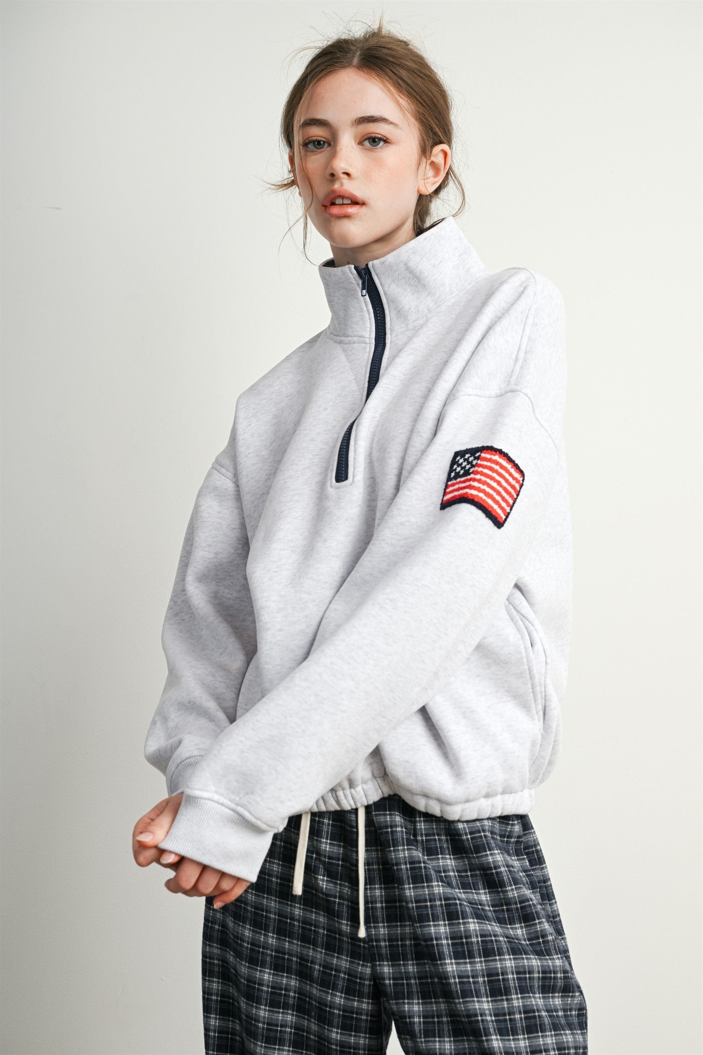 Republic Field Flag Patch Half-Zip Fleece in Grey Multi - product photo 5