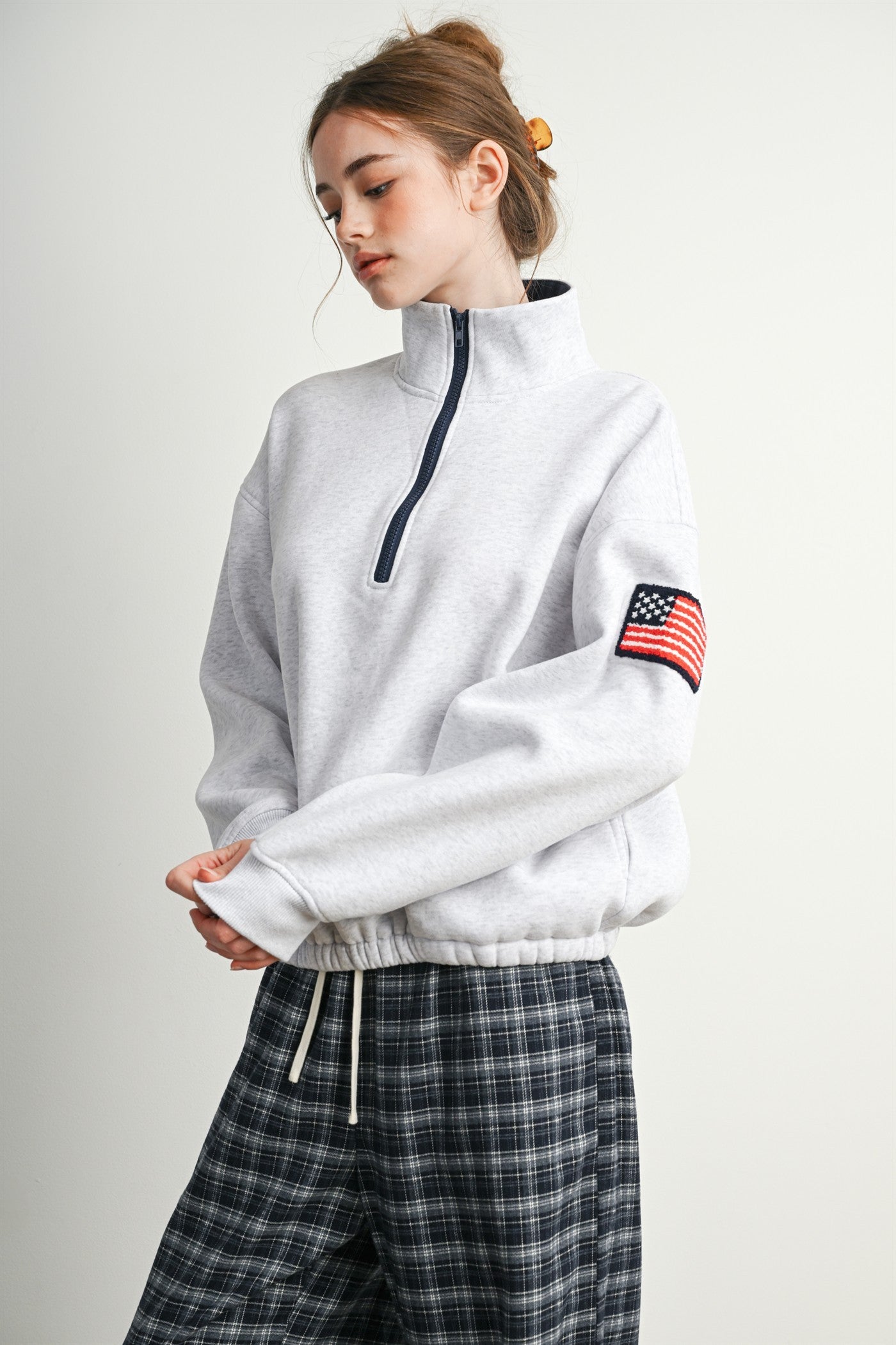 Republic Field Flag Patch Half-Zip Fleece in Grey Multi - product photo 7