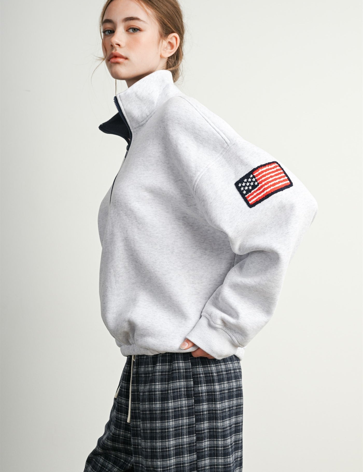 Republic Field Flag Patch Half-Zip Fleece in Grey Multi - product photo 8