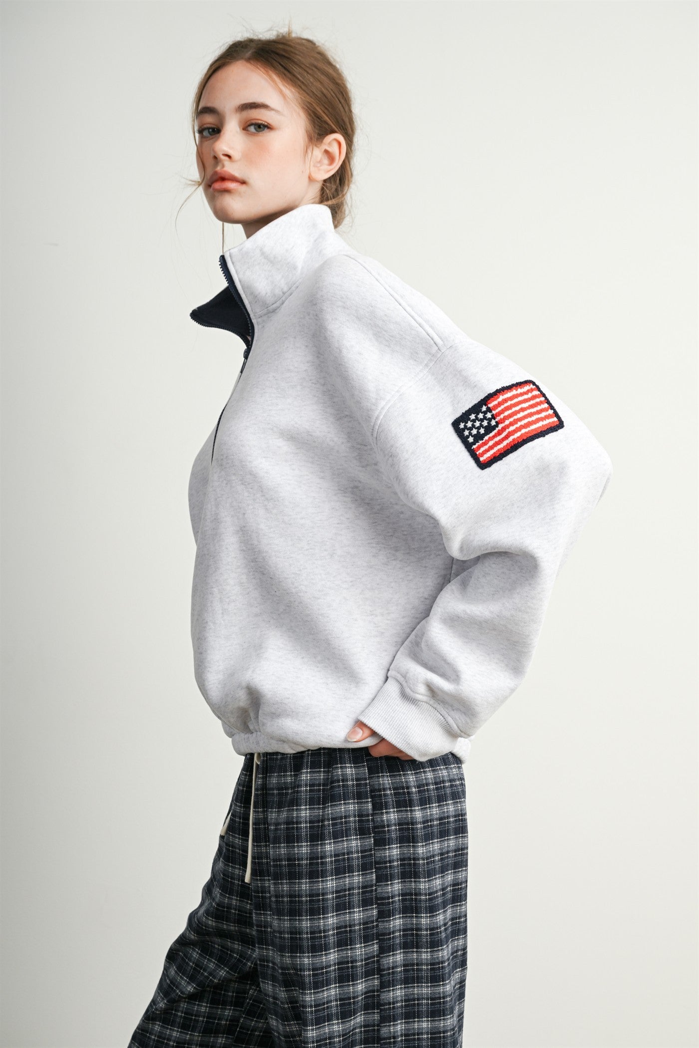 Republic Field Flag Patch Half-Zip Fleece in Grey Multi - product photo 8
