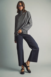 Reverse View Stripe Back Turtleneck in Charcoal - product photo 4
