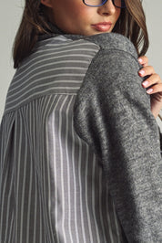 Reverse View Stripe Back Turtleneck in Charcoal - product photo 5