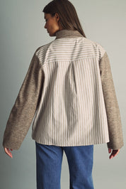 Reverse View Stripe Back Turtleneck in Warm Sand - product photo 3