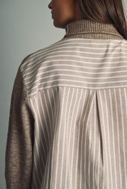 Reverse View Stripe Back Turtleneck in Warm Sand - product photo 6