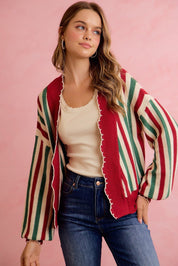 Ribbon Candy Scalloped Stripe Cardigan - Westly