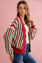 Ribbon Candy Scalloped Stripe Cardigan - Westly