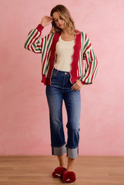 Ribbon Candy Scalloped Stripe Cardigan - Westly