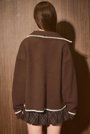 Ridgeline Contrast Stitch Fleece Jacket in Dark Brown Ivory - product photo 5