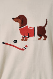 Rinkside Hockey Dog Sweater - White