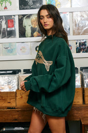 Riverbank Fish Embroidered Sweatshirt in Hunter Green - product photo 6