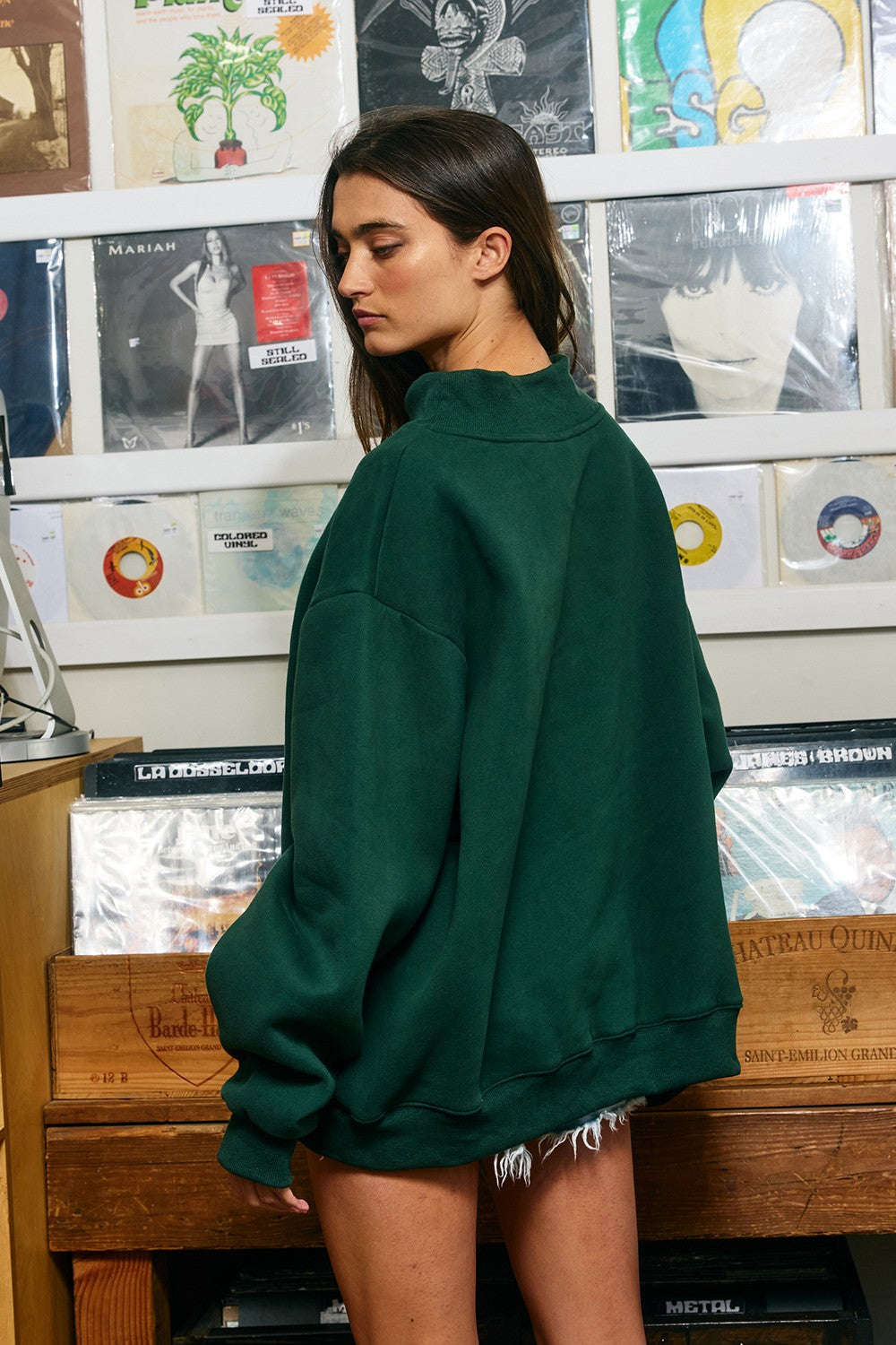 Riverbank Fish Embroidered Sweatshirt in Hunter Green - product photo 9