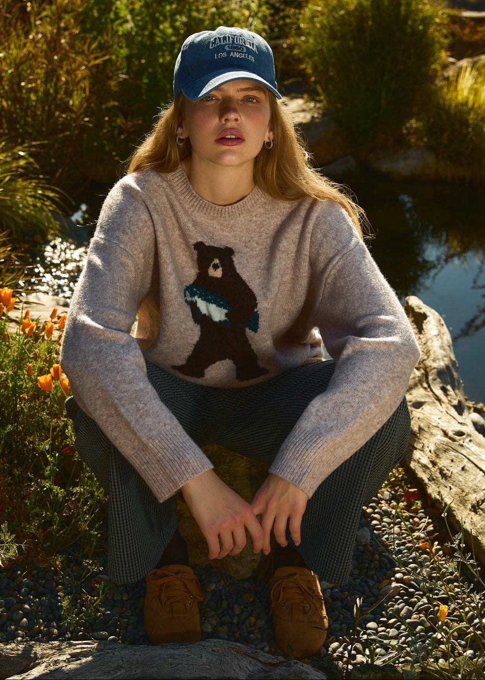 Riverbend Bear & Salmon Knit Sweater in Taupe — product photo 01