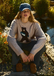 Riverbend Bear & Salmon Knit Sweater in Taupe — product photo 01