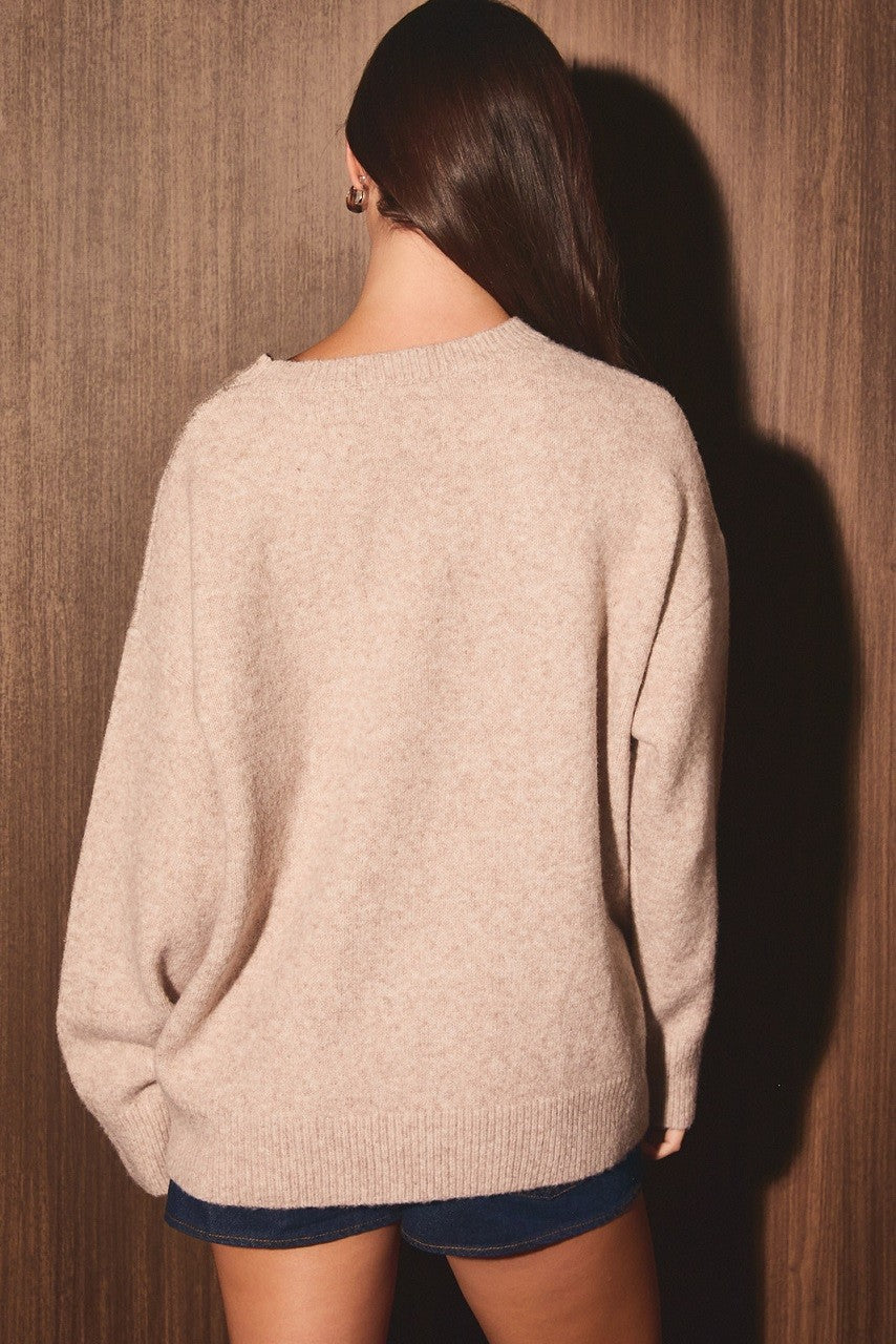 Riverbend Bear & Salmon Knit Sweater in Taupe — product photo 04
