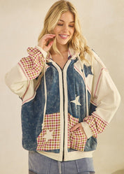 Roadie Oversized Star Patch Zip - Up Hoodie - Westly