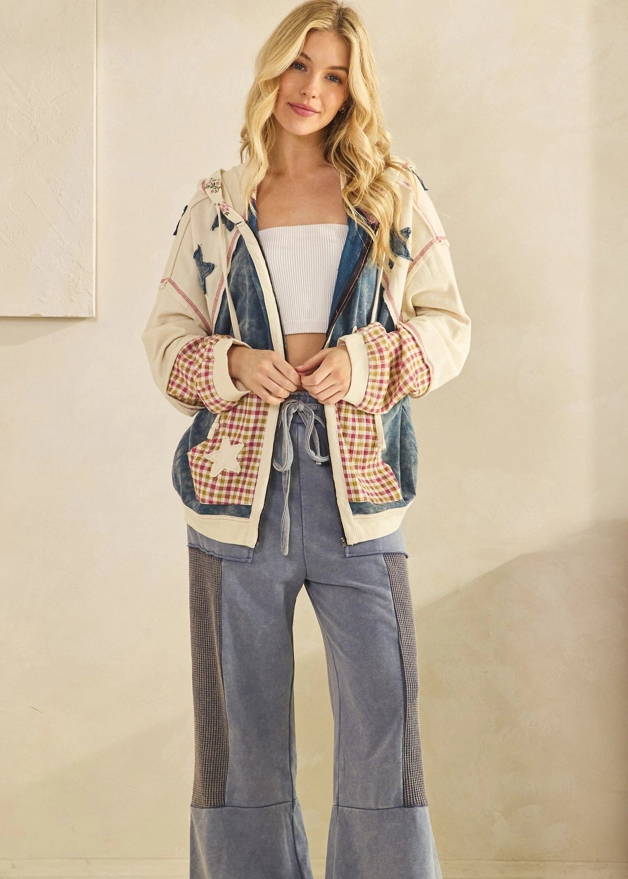 Roadie Oversized Star Patch Zip - Up Hoodie - Westly