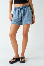 Rockport Washed Knit Utility Shorts in Distressed Denim, photo 1