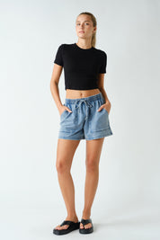 Rockport Washed Knit Utility Shorts in Distressed Denim, photo 5