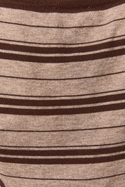 Romy Lane Striped Short Sleeve Cardigan - Taupe Brown Stripe