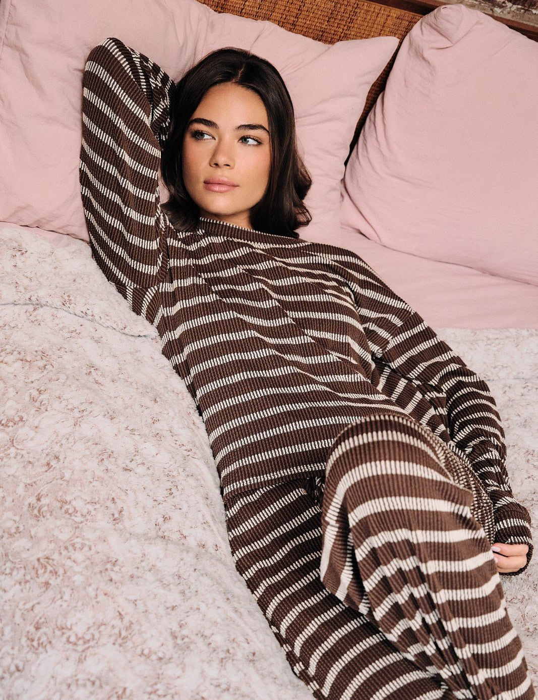 Room Service Striped Ribbed Lounge Pants - Westly