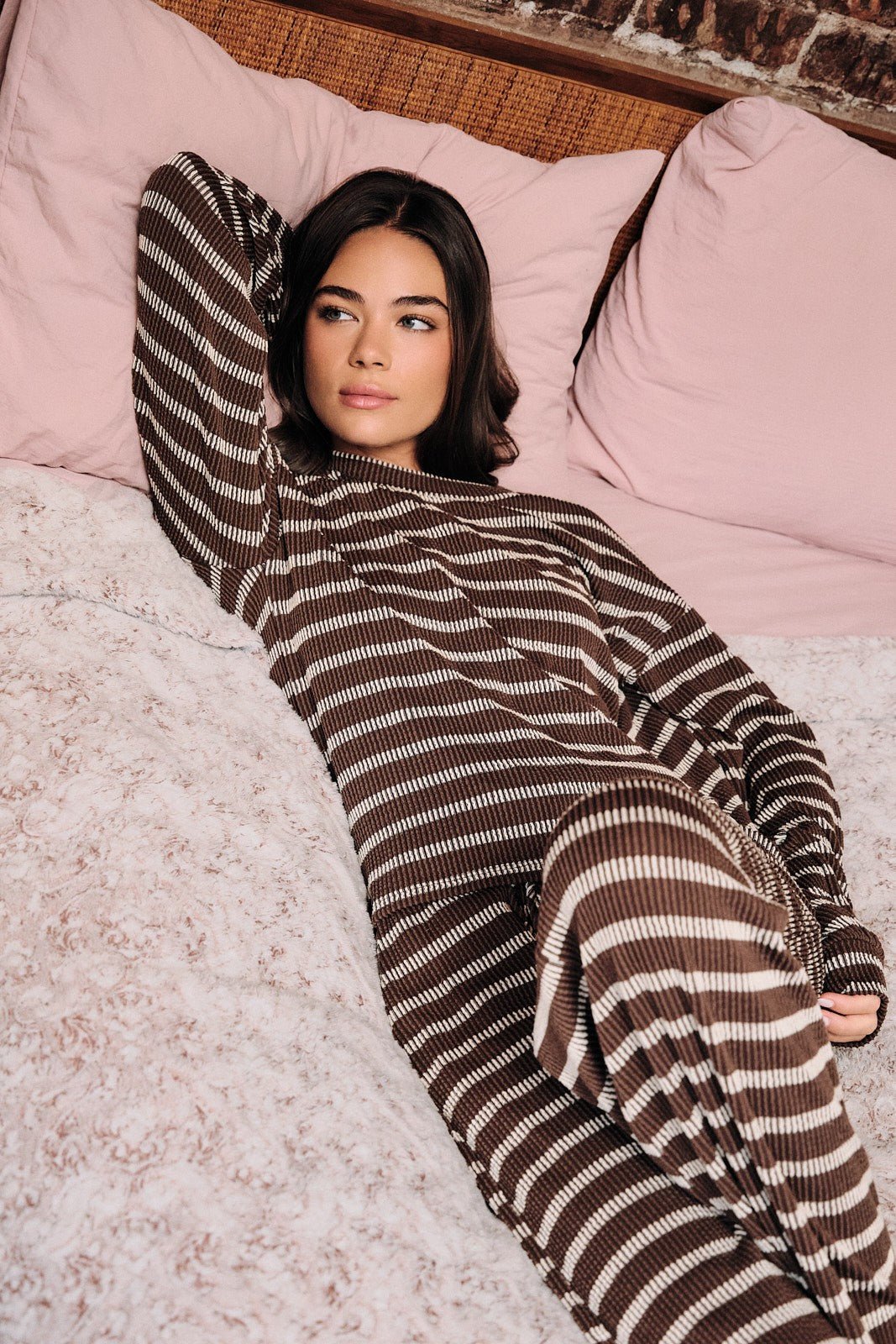 Room Service Striped Ribbed Lounge Pants - Westly