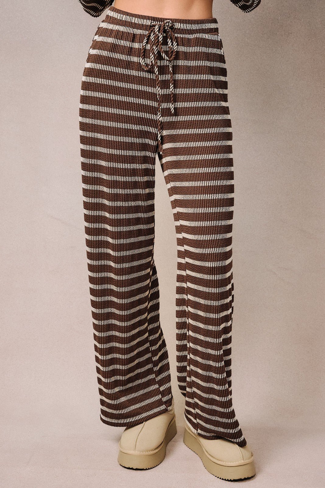 Room Service Striped Ribbed Lounge Pants - Westly