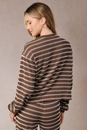 Room Service Striped Ribbed Lounge Top - Westly